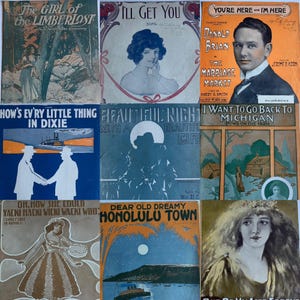 9 Vintage Sheet Music 1903-1916 Hawaii Songs Wicki Wacki Woo Beautiful Girl