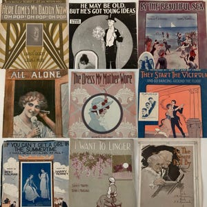 9 Vintage Sheet Music 1910s By the Beautiful Sea Telephone Song Victrola O Pop
