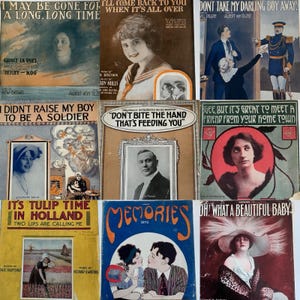 9 Vintage Sheet Music 1910s WWI Patriotic Romance Don&#39;t Take My Darling Boy Away