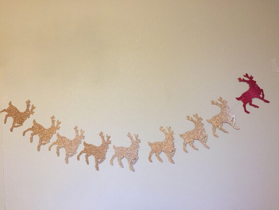 glitter reindeer banner christmas christmas decor christmas reindeer banner