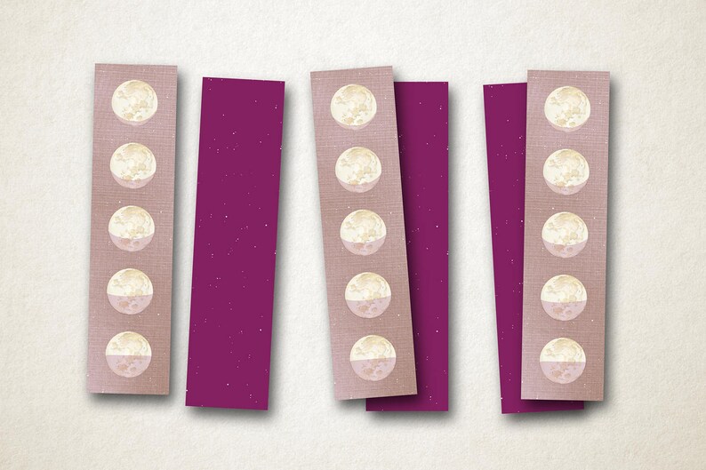 moon bookmark moon phases lunar bookmark print at home etsy