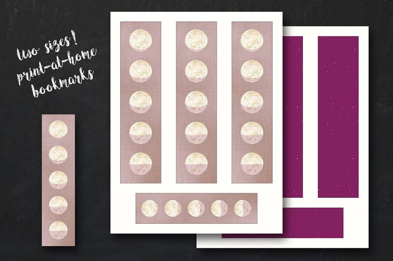 moon bookmark moon phases lunar bookmark print at home etsy