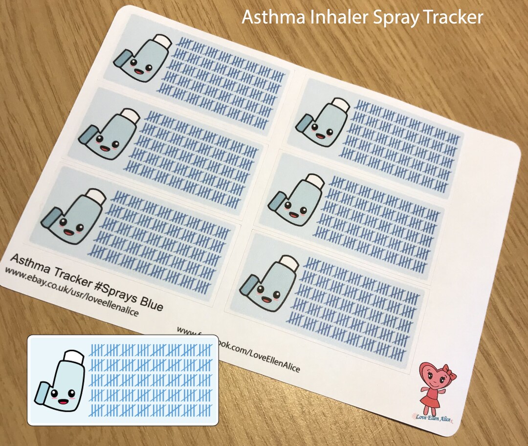 Asthma Blue Inhaler Spray Count Planner Stickers Diary/calendar ...
