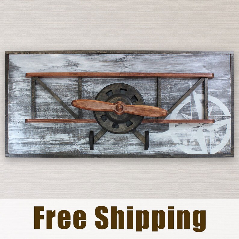Airplane Decor Biplane Wall Art Masculine Decor Vintage Etsy