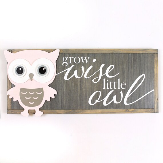 Buho Vivero Signo Granja Vivero Signo Rosa Buho Pared Arte Etsy