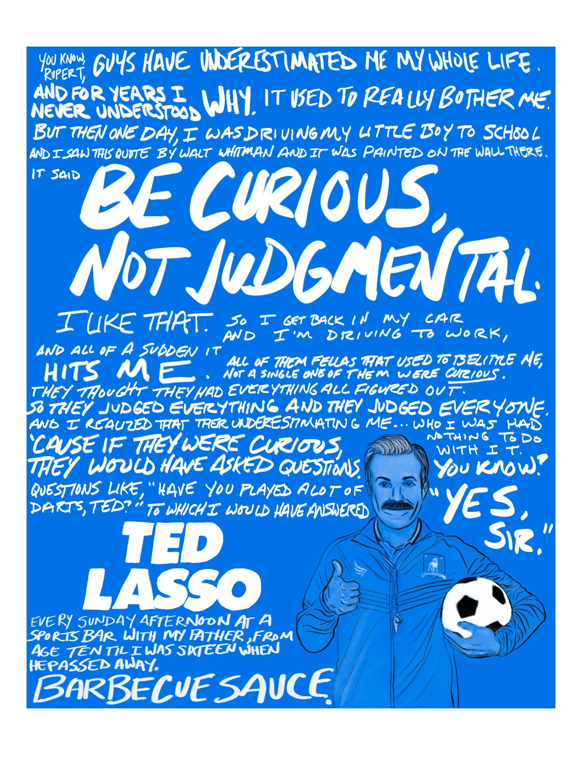 Ted Lasso &#039;Be Curious&#039; Quote Print | Etsy
