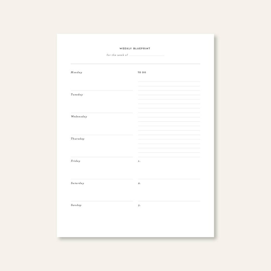Weekly Blueprint // Letter - Etsy