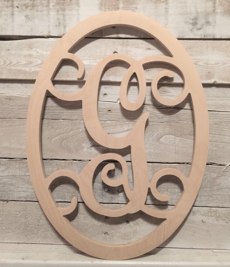 Unfinished Wood Oval Frame With Monogram Letter at the Center Etsy