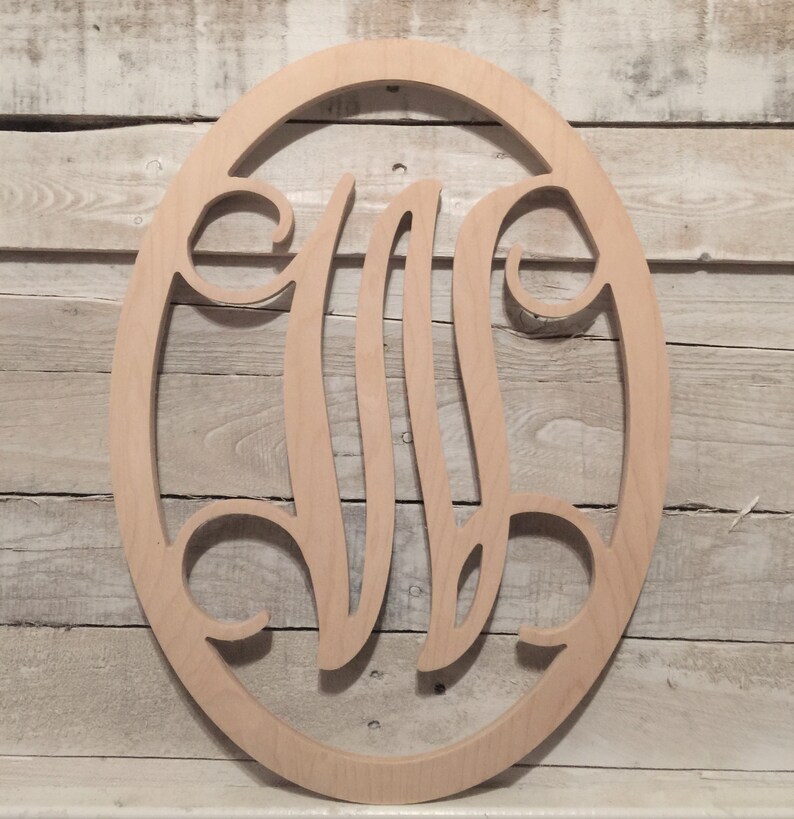 Unfinished Wood Oval Frame With Monogram Letter at the Center Etsy