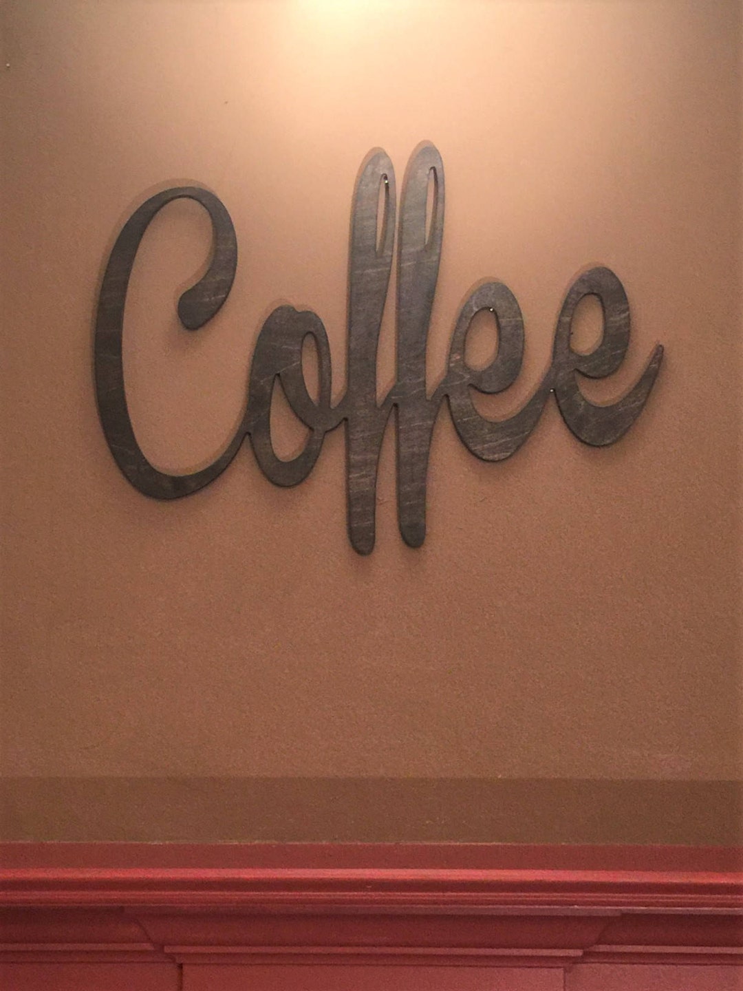 Paint Me Designs Stained Script Word Coffee Wood 18.5 Etsy