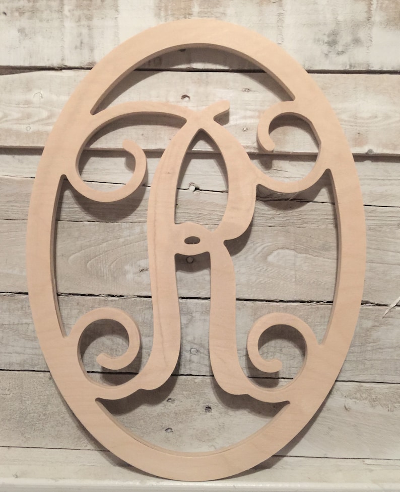 Unfinished Wood Oval Frame With Monogram Letter at the Center Etsy