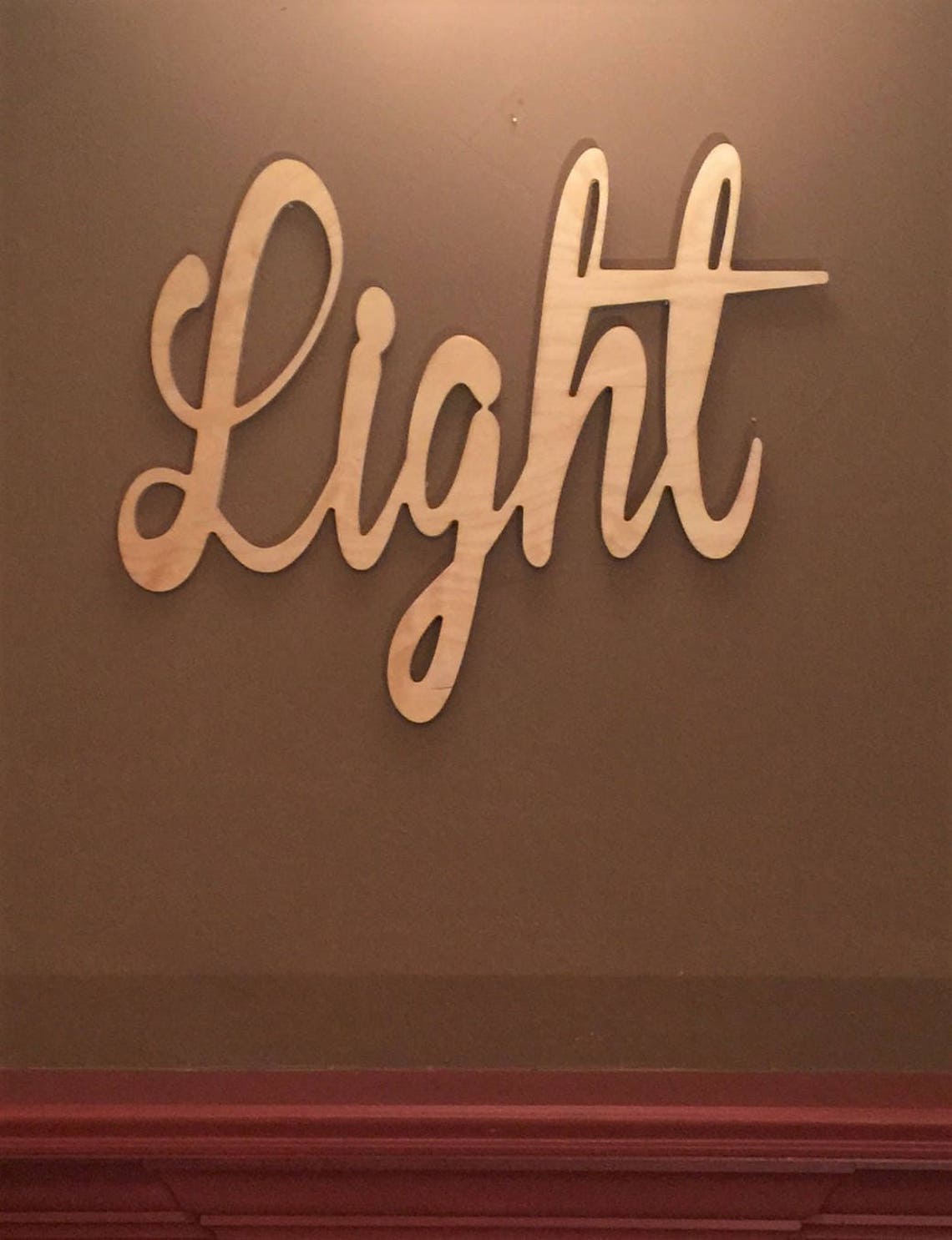 Paint Me Designs Stained Script Word Light Wood 19 Inches Etsy