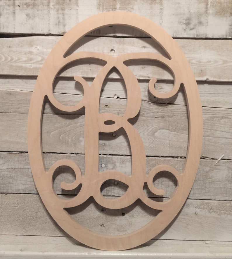 Unfinished Wood Oval Frame With Monogram Letter at the Center Etsy