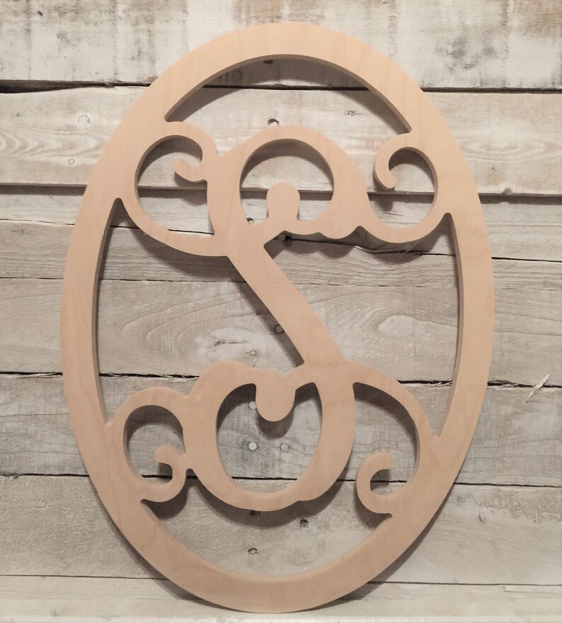 Unfinished Wood Oval Frame With Monogram Letter at the Center Etsy
