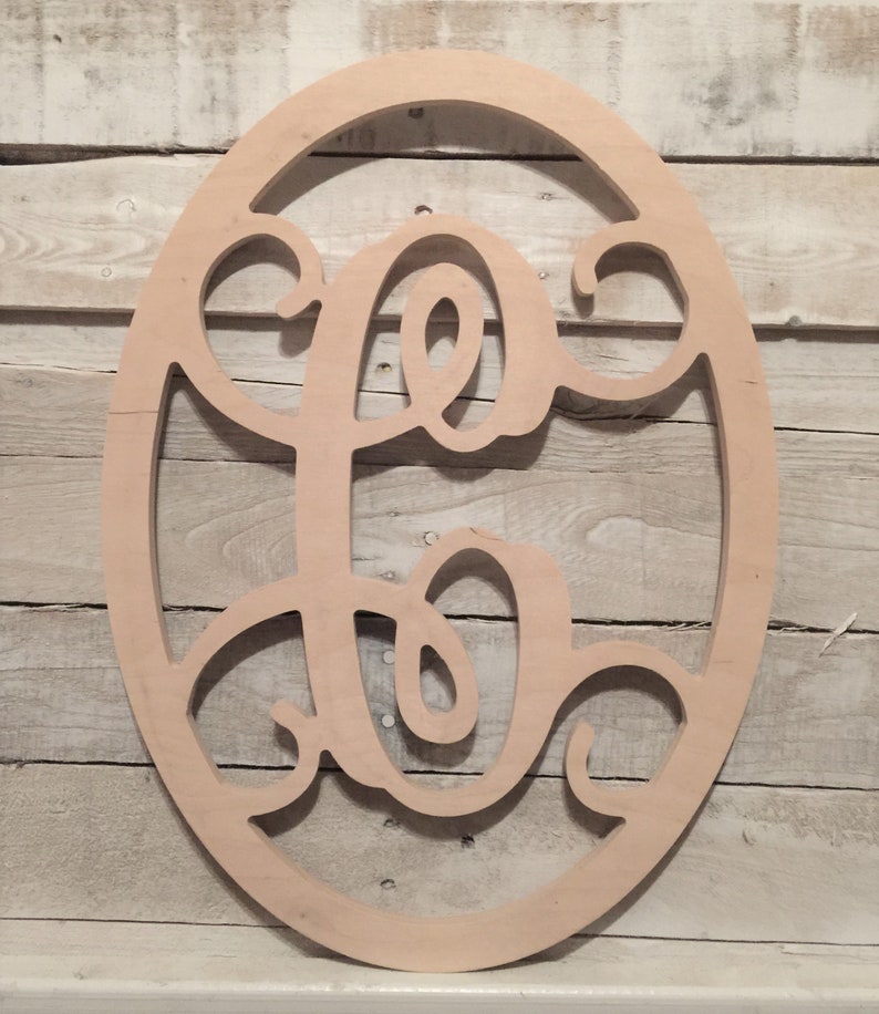 Unfinished Wood Oval Frame With Monogram Letter at the Center Etsy