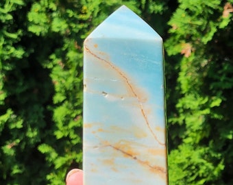 Large Caribbean Calcite Tower Ocean Blue Gemstone Point Crystal