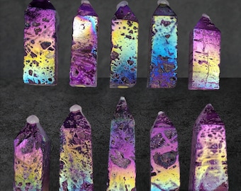 Sphalerite Tower / YOU CHOOSE / Purple Rainbow Aura / Sparkly Druzy Point
