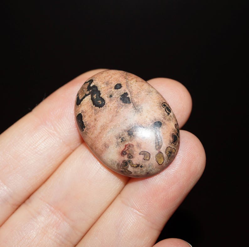 DLML16 Leopard Skin Jasper Cabochon Brown and Black Stone Cabochon