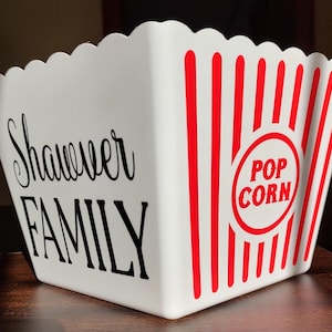 Personalized Popcorn Bucket|Popcorn Container|Movie Night|Custom Family Gift Ideas|Custom Party Favor|Date night