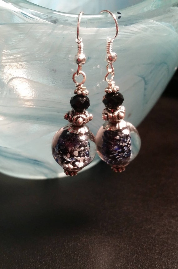 Clear Beaded Dangle with Sparkling Center Earrings