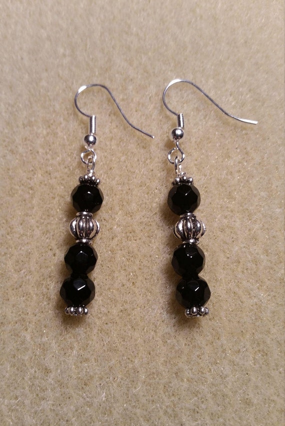 Black and Silver Dangle Earrings