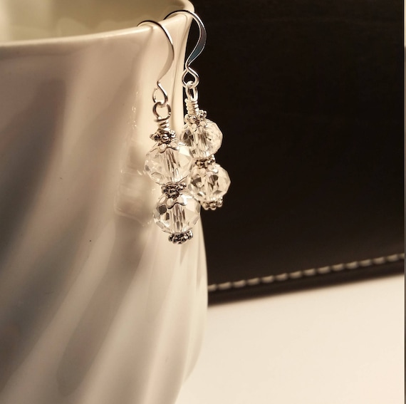 Clear Crystal Glass Drop Dangle Earring