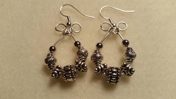 Silver Bali Teardrop Dangle Earrings