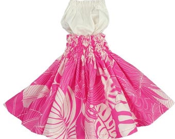 Completo hawaiano composto da top tradizionale, gonna hula pa'u, gonna per bambina, gonna per compleanno e scuola, set di 2 pezzi per neonata.