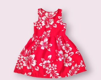 Kids Hawaiian Sleeveless Summer Baby Girls Dress/Hawaiian Floral Girls Summer Dress/Toddler Girls Dress/Dress For Baby Girls/Summer Dress