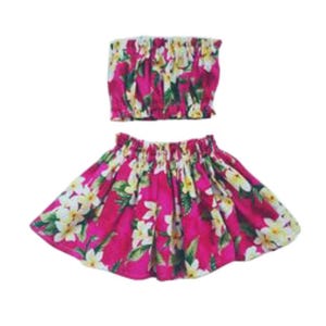 Hawaiian plumeria hula skirt, girls pa'u hula skirt, back to school hula dance skirt, girls birthday gift,gift for her, summer outfit skirt