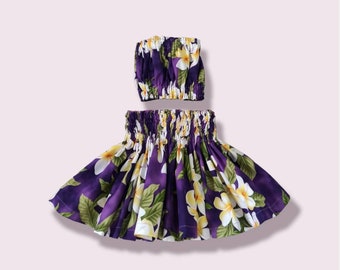 Hawaiian girls toddler hula pa'u skirt birthday gift for her plumeria dress skirt for girls and toddler hula skirt pa'u skirt baby dres