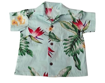 Hawaiian keiki aloha boy birthday gift for him button up shirts,toddler boy clothes, birds of paradise toddler baby shirt boys polo, kids bo