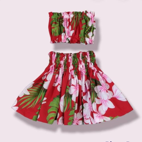 Hawaiian Red Plumeria Hula Pa'u Girls Kids Skirt/tropical Etsy