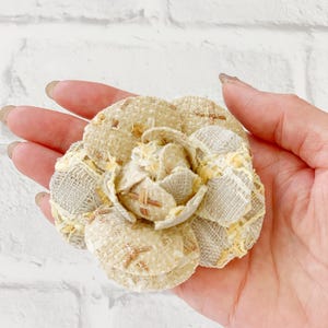 Tweed Camellia Brooch, Fabric Camellia Brooch
