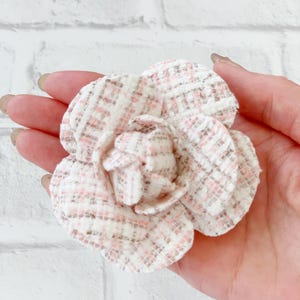 Tweed Camellia Brooch, Fabric Camellia Brooch