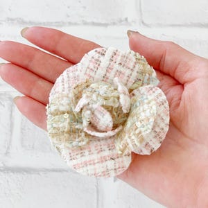 Tweed Camellia Brooch, Fabric Camellia Brooch