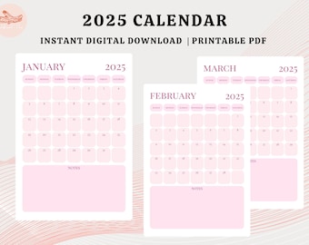 Kalender 2025 zum Ausdrucken - Digitaler Download
