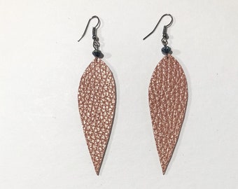 Metallic Rose-Gold Leather Earrings