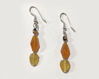 Autumn-Hued Glass Dangle Earrings