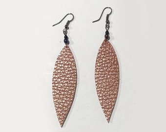 Metallic Rose-Gold Leather Earrings