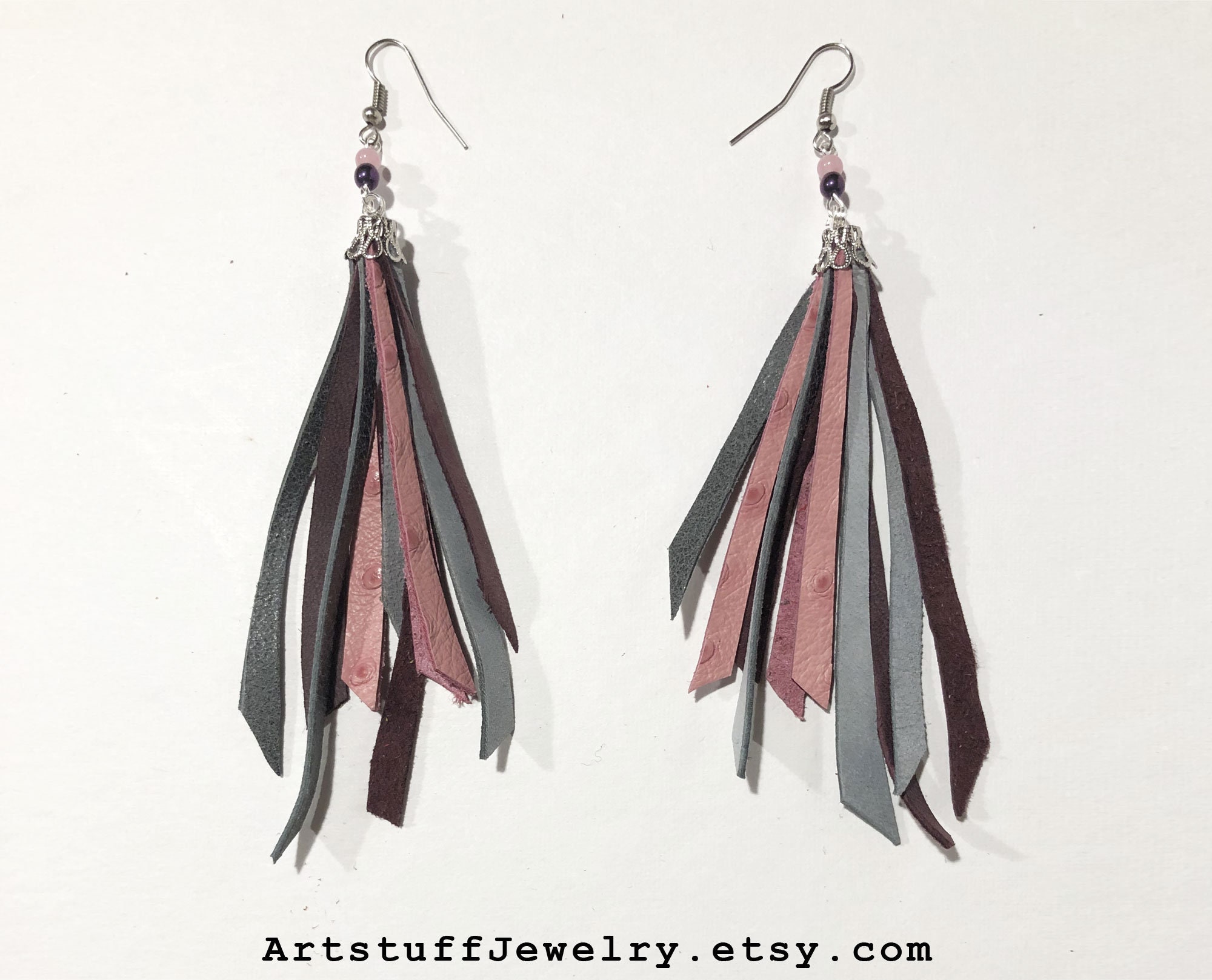 Leather Fringe Long Tassel Earrings Mixed Colors Etsy New Zealand
