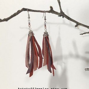 Leather Fringe Long Tassel Earrings Mixed Colors image 2