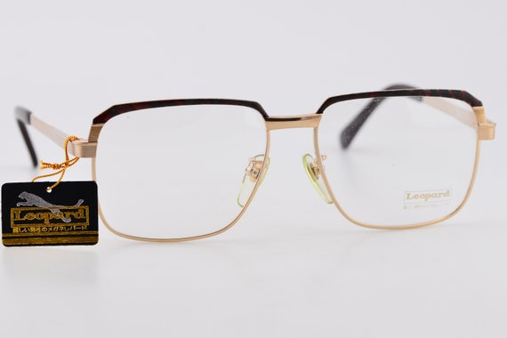 Vintage 70s Leopard Japan Gold Thin Square Browlin