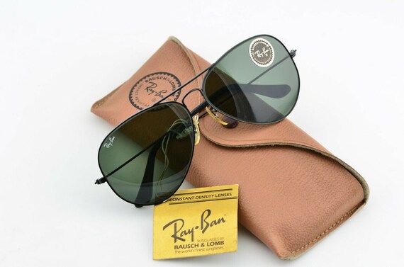 Vintage 80s Ray Ban B&L All Black Aviator Sunglass