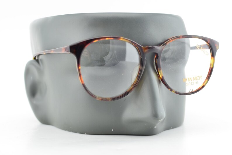Vintage 1990s March Tortoiseshell Round Glasses Frames Made in Japan NEW 52-16
