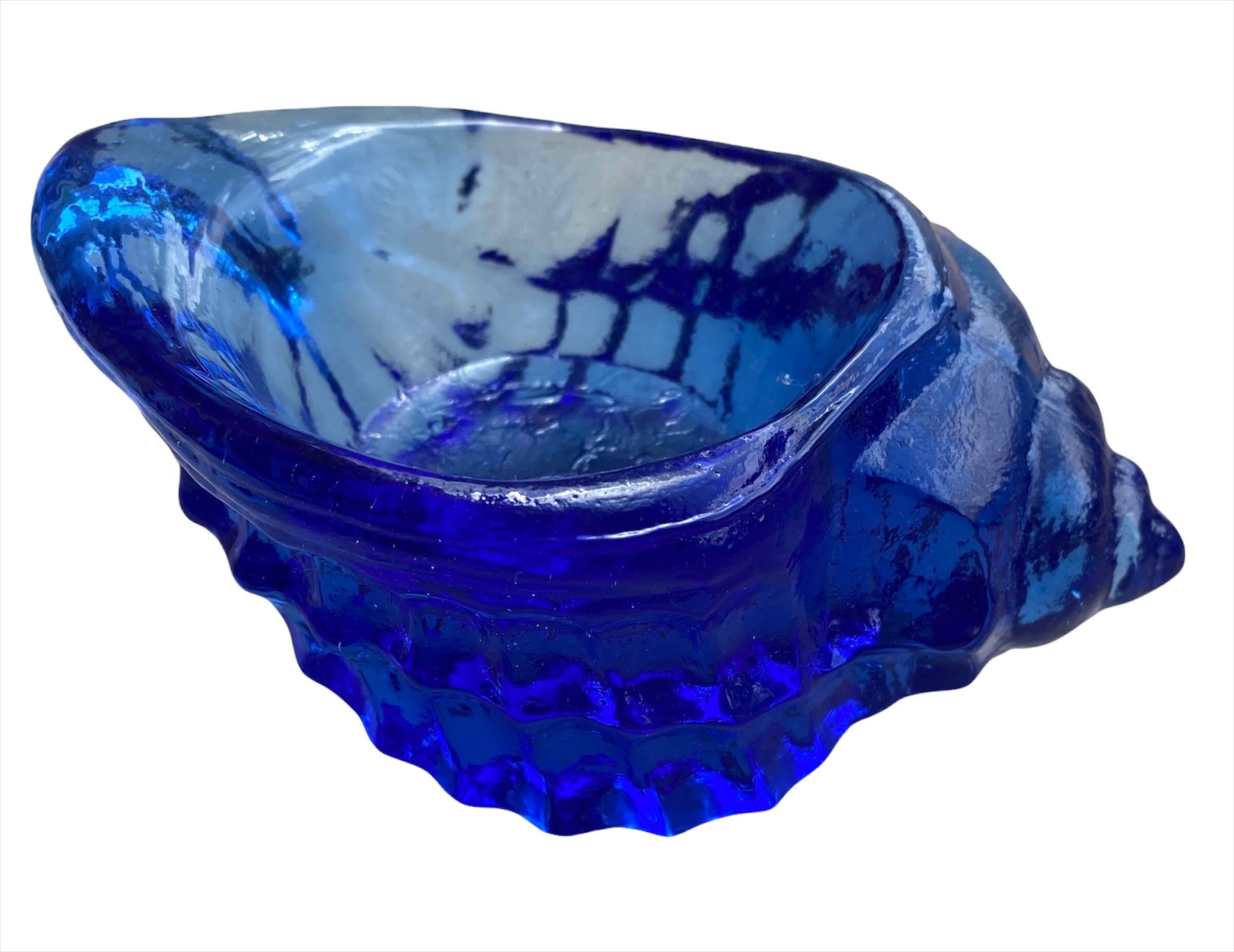 Fire and light cobalt blue recycled art glass bowl