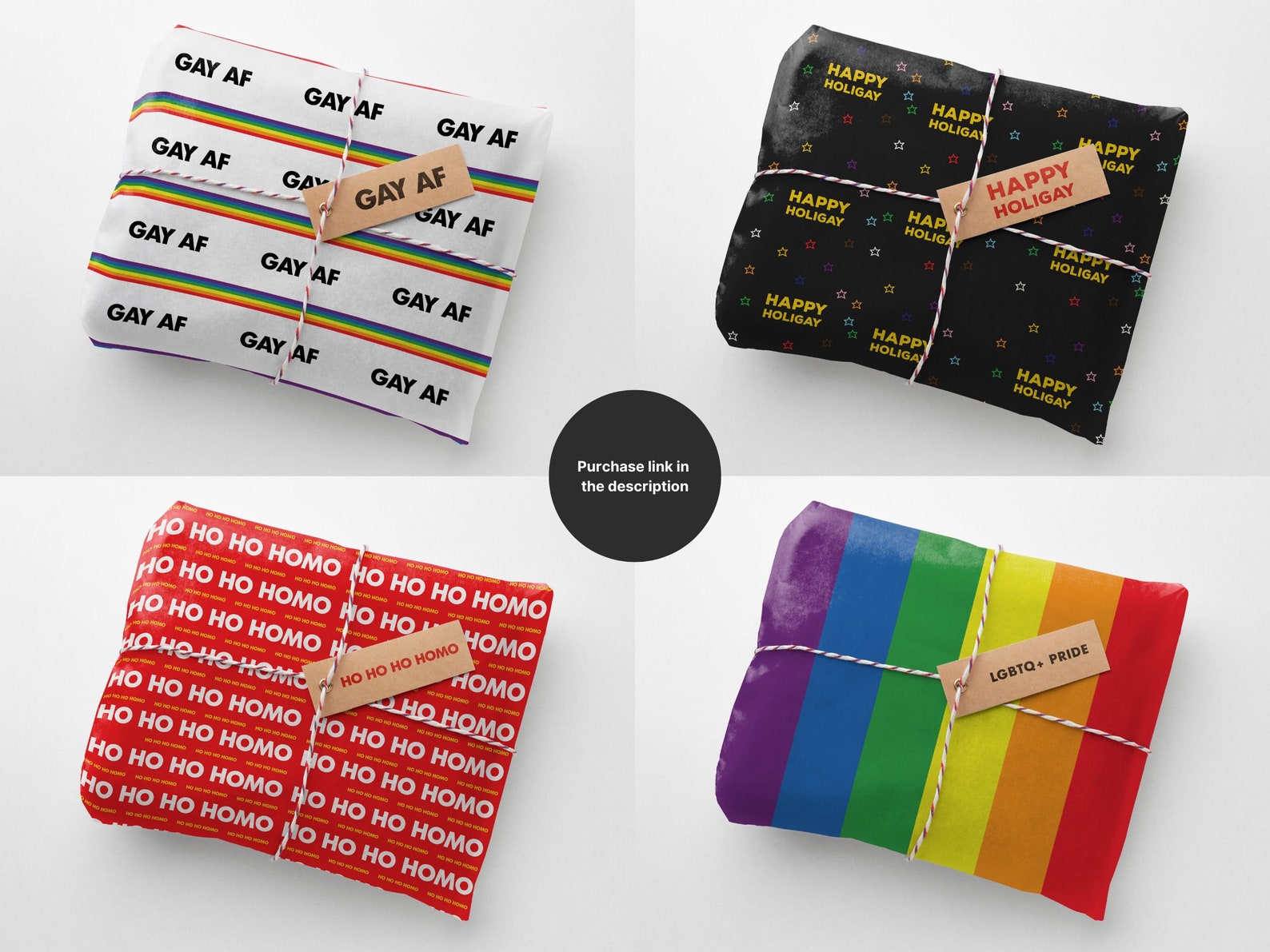 Gay Wrapping Paper, Gay Pride Christmas Gifts, Ho Ho Ho Homo Funny ...
