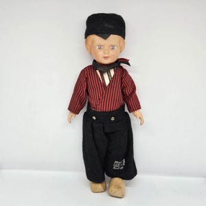 Vintage 50's Doll in Dutch Traditional Clothing  Lassie Boy 12" Complete With Hat And Wooden Shoes