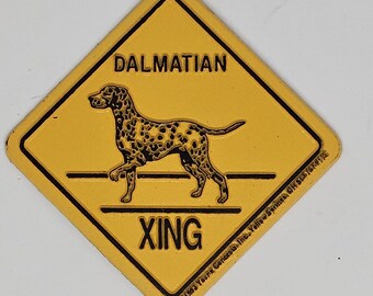 Vintage Dalmatian Xing Rubber Magnet Embossed 1990&#39;s Yellow Black