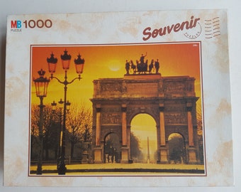 Vintage Arc De Triomph Carrousel Paris 1000 Teile Puzzle Puzzle 1990 MB Eingestellt